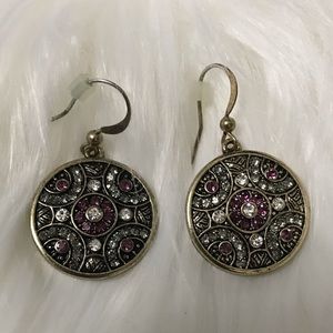 WHBM Round Gold Antique Earrings with Crystals